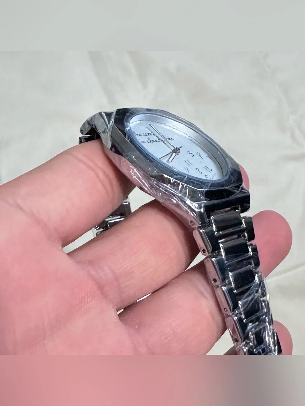 Silver Stainless Steel Novelty Watch - 'Who Cares I'm Already Late'